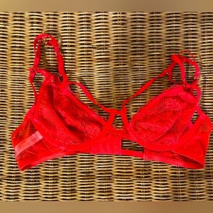 Red Mesh Underwire Bra